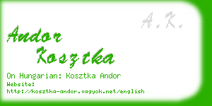 andor kosztka business card